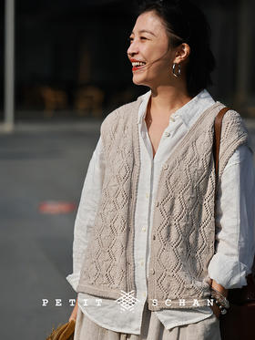 Petit Schan小闪 CLO#1068 Lucent Silhouette 清影 棉羊毛镂空V领针织马甲