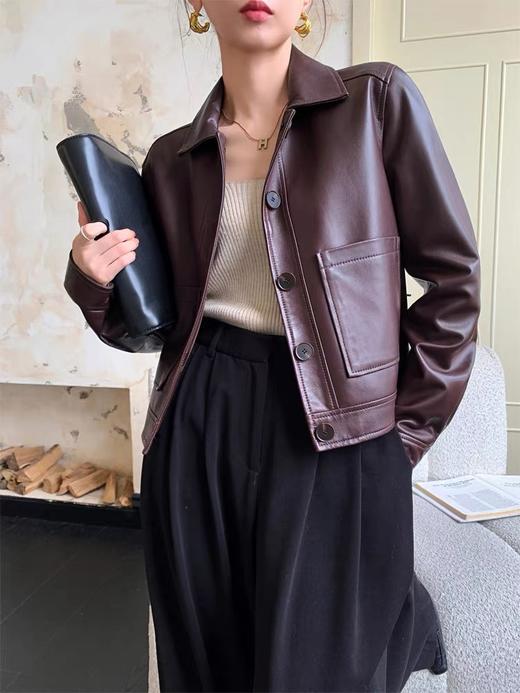 一店k （BC | 意大利🇮🇹进口绵羊皮！）顶奢！按头安利！妥妥的好东西！老粉闭眼入！春天怎么少的了皮衣甜酷girl！女士经典短款皮衣，简洁利落裁剪 小个子穿不压身高 商品图6