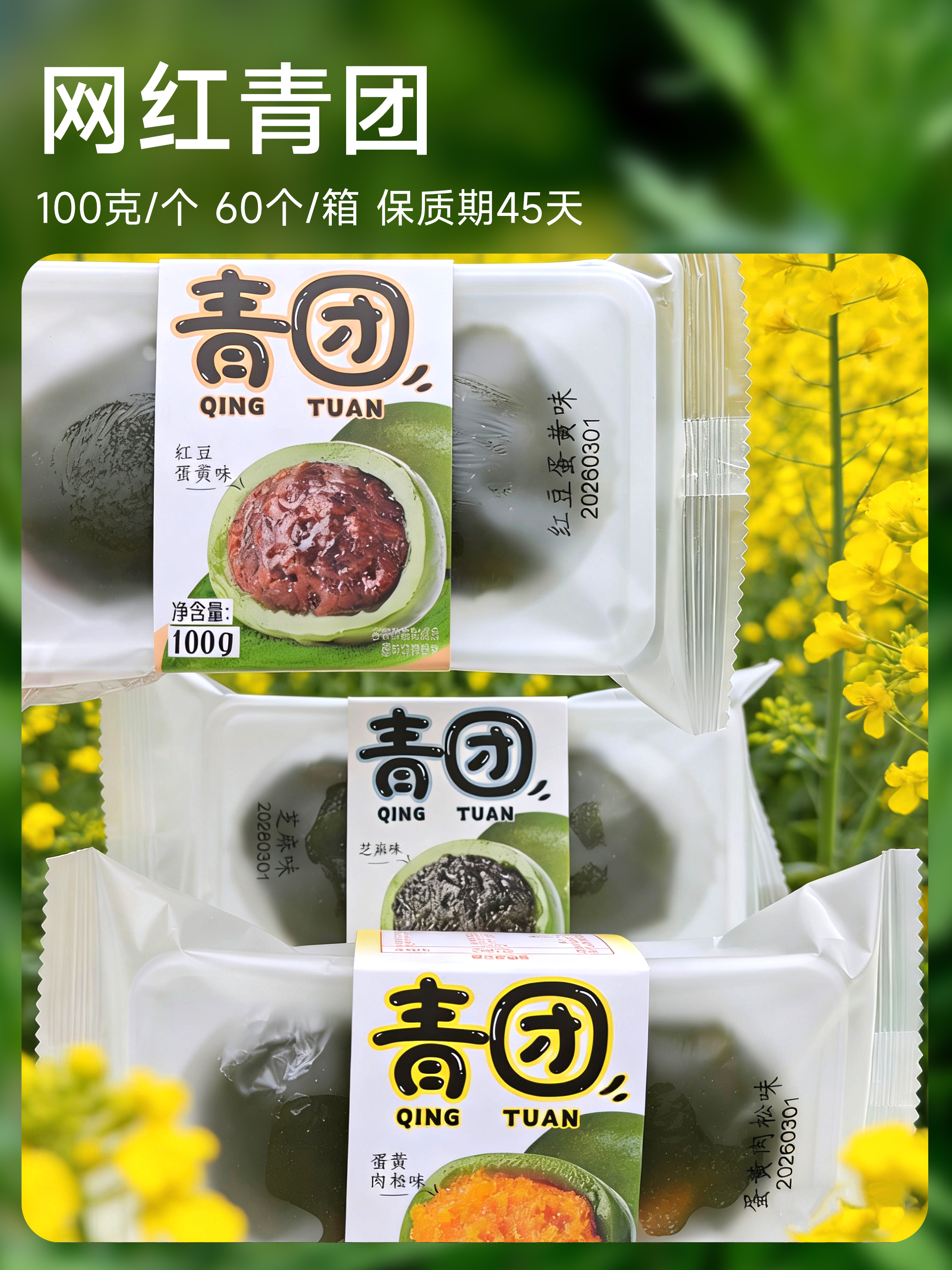 春日限定 | 网红青团（春天的气息 创新馅料) 100克/袋 60袋/箱 保质期45天