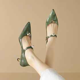 【预售7天】新中式国风尖头单鞋丝绸牛皮气质高跟鞋NDXC&6659