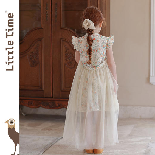 littletime女童旗袍2026夏新款儿童时尚碎花连衣裙高定国风公主裙 商品图3