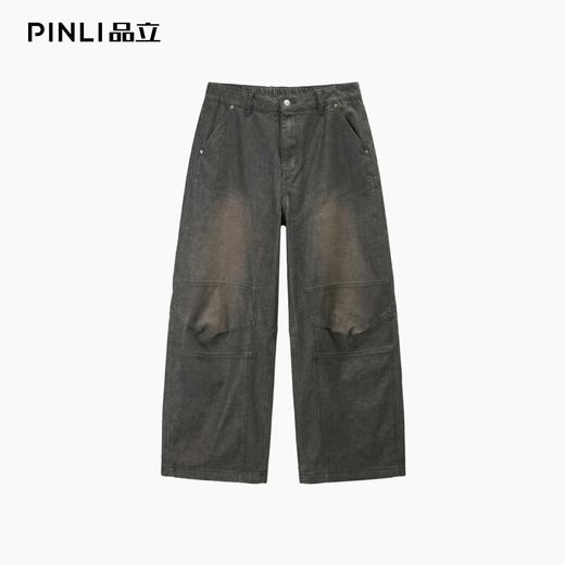 PINLI品立2026春季新款男士宽松阔腿裤水洗直筒休闲牛仔长裤潮牌GD262116018 商品图6