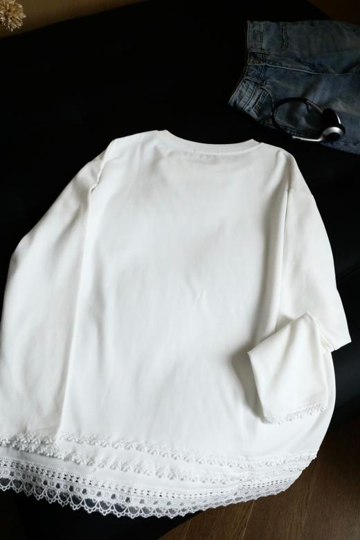 被问爆的叠穿神器｜白色蕾丝内搭宽松长袖打底T恤 商品图10