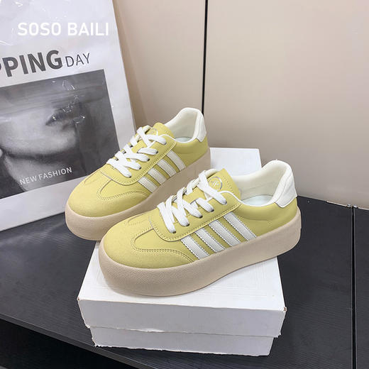 SOSO BAILI德训厚底休闲板鞋 显高显瘦百搭小白鞋 商品图7
