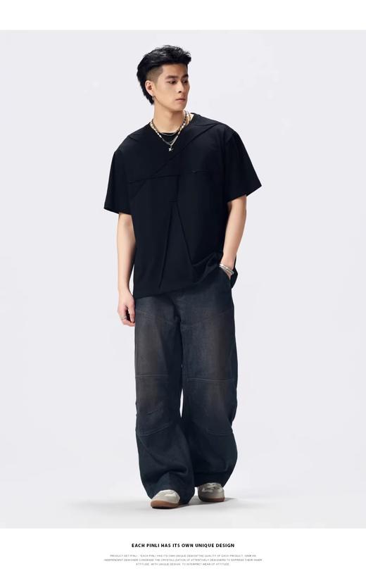 PINLI品立2026夏季新款男士宽松纯色圆领短袖T恤上衣GD262111013 商品图1