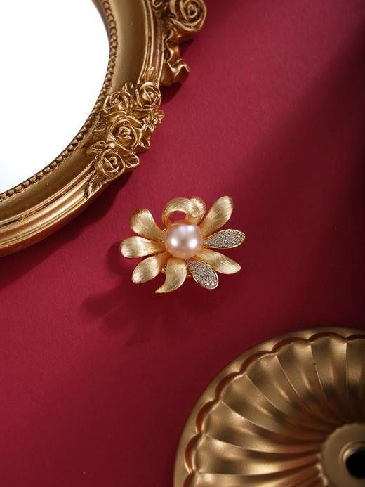 子佩集【夏华佳期】珍珠惜王妃胸针【XXXZ270】镀金菊花2602 商品图2