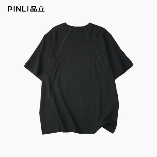 PINLI品立2026夏季新款男士宽松圆领短袖T恤纯色休闲打底上衣潮牌GD262111015 商品图3