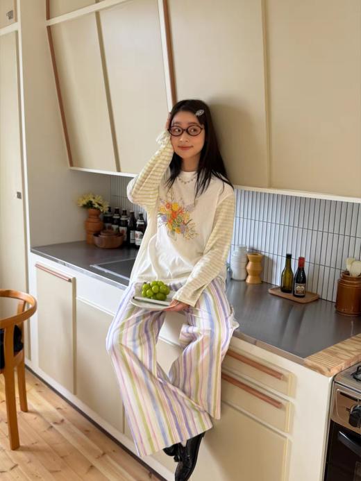 nothe Case布然/NC261810/「花瓶清晨」不对称条纹袖子印花长袖T 商品图4