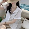 【爆单五天发货！显白又旺财的车厘子红】天丝亚麻翻边短袖衬衫 商品缩略图2