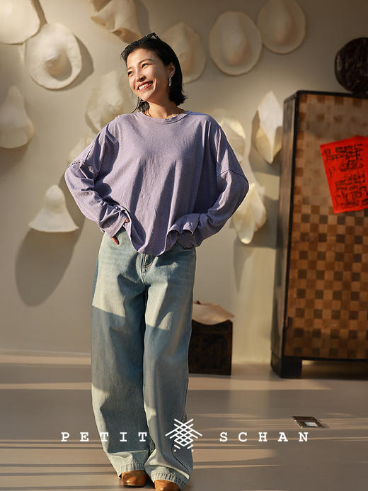 Petit Schan小闪 CLO#1070 Censer peak 日照香炉 棉亚麻休闲长袖T恤 商品图4