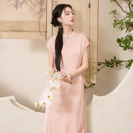 三彩【茶香袅袅】2026夏季新款中式改良旗袍裙两件套连衣裙长裙C 商品图3