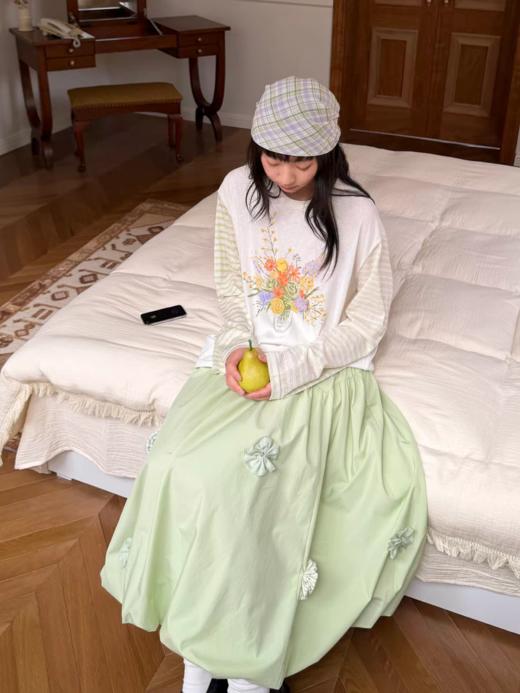 nothe Case布然/NC261810/「花瓶清晨」不对称条纹袖子印花长袖T 商品图2