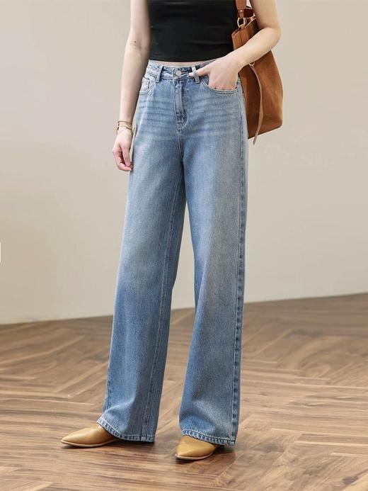 二店y 【68211】 三种裤长 早春款 高腰显瘦窄版直筒阔腿牛仔裤 商品图1