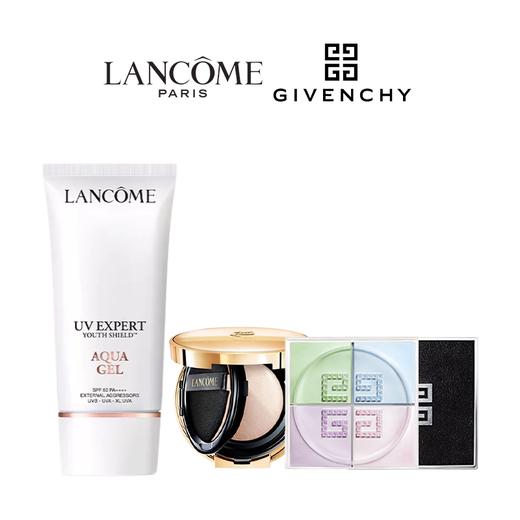 【彩妆三件套】兰蔻 (第二代 )小白管防晒霜50ml+兰蔻全新菁纯气垫6g+纪梵希四宫格散粉6g#1号 香港直邮 商品图0