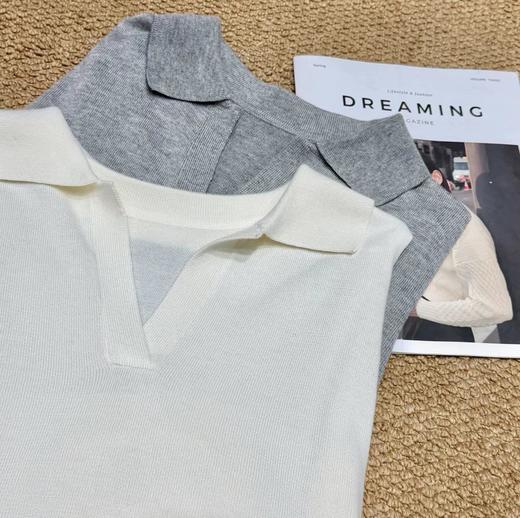 F031002早春新款松弛老钱风polo领无袖羊毛背心针织上衣 商品图4
