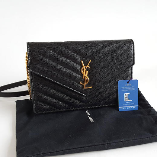 【95新】YSL圣罗兰393953黑金鱼子酱信封woc链条包单肩包女士060326AK09 商品图1