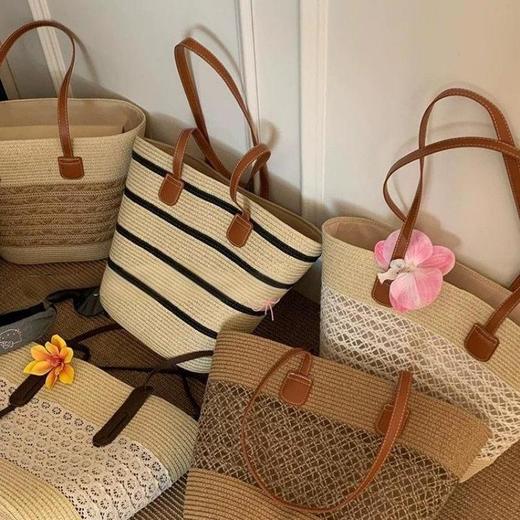 【夏风撞进草编里！49元带走超大容量草编包包】不同花纹 天然纸草材质 软韧有筋骨 商品图2