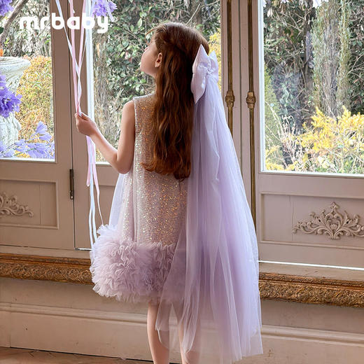 mr.baby女童连衣裙夏季2025新款亮片背心裙无袖公主风洋气礼服裙 商品图4