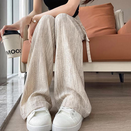 【秒杀❗️29.9/件🔥冰丝扎染阔腿裤】高腰垂坠阔腿版型，完美遮住胯宽、腿粗、假胯宽，视觉拉长腿型，小个子也能穿出大长腿，高腰垂感窄版直筒裤抽绳休闲拖地长裤子L 商品图3