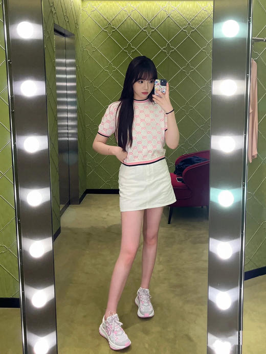 古驰嵌花圆领针织短袖 商品图1