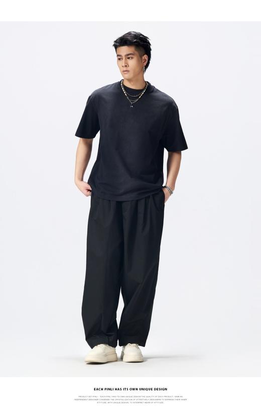 PINLI品立2026夏季男装宽松圆领落肩重磅纯棉水洗渐变短袖T恤潮牌GD262111024 商品图10