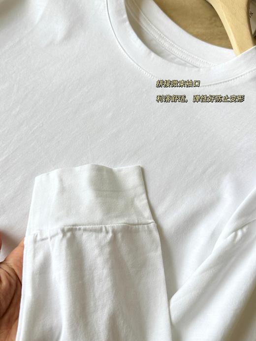 佰搭实穿口碑打底 100%棉纯色圆领长袖黑白T恤 商品图12