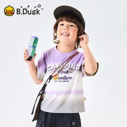 [冰感速干]bduck小黄鸭童装男童短袖T恤儿童夏装上衣渐变半袖上衣90-150 BF2701025 商品图0