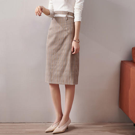 剩S/M/L 米思阳新款腰带扣设计感西装裙小清新高腰半截裙8T21AI0114 商品图2