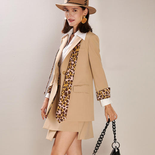 剩S/M 芳外春季新款职场通勤拼接单西女个性简约含领带西服外套0202 商品图3