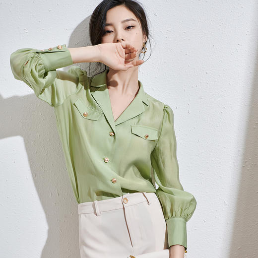 剩S 芳外新款法式简约衬衫时尚翻领小衫女8T22CC1290 商品图2