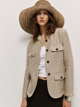 东方闲章|老钱风亚麻立领外套