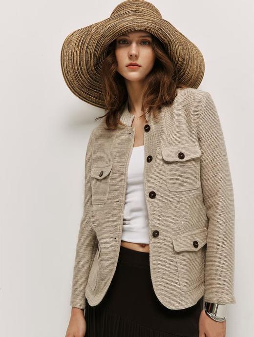 东方闲章|老钱风亚麻立领外套 商品图0