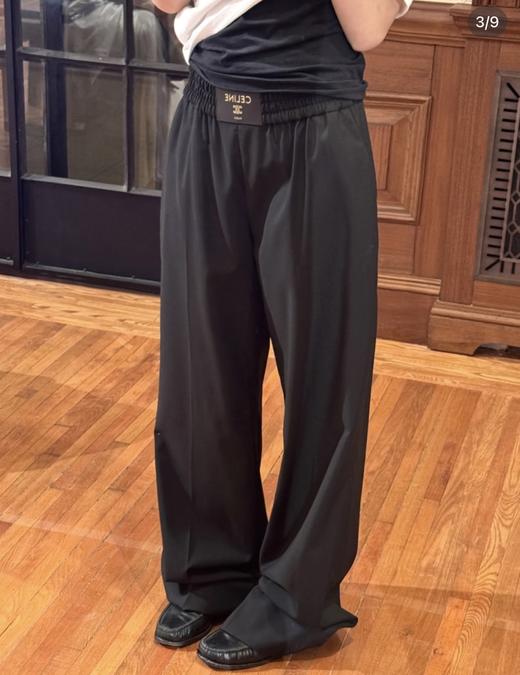 瑟琳最新款垂感黑西裤腰部点缀皮革贴片神裤 商品图11