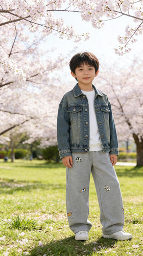 西蒙日记 小狗刺绣弯刀裤 男孩女孩都能穿 110-170