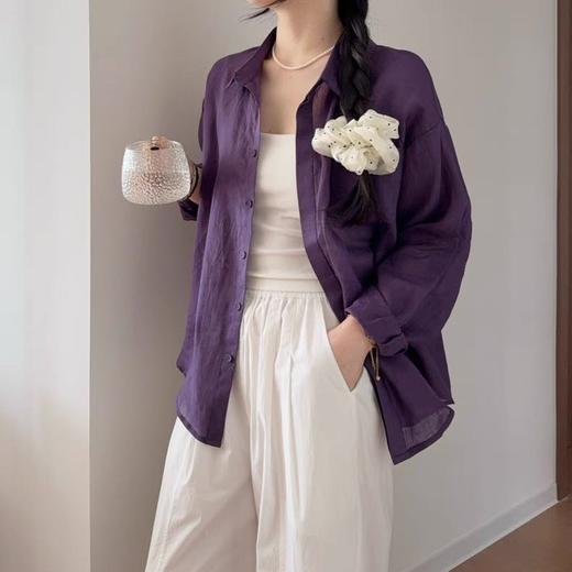 COICI紫色苎麻衬衫，今年夏天流行“紫色衬衫”，太显白了！（3-5天发货） 商品图4