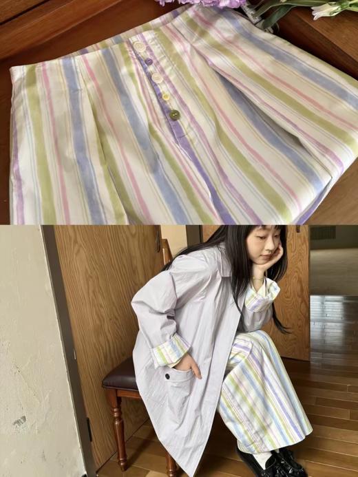 nothe Case布然/NC261816/「晕染画家」全棉褶间印花条纹裤 商品图0