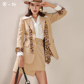 剩S/M 芳外春季新款职场通勤拼接单西女个性简约含领带西服外套0202