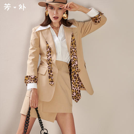 剩S/M 芳外春季新款职场通勤拼接单西女个性简约含领带西服外套0202 商品图0
