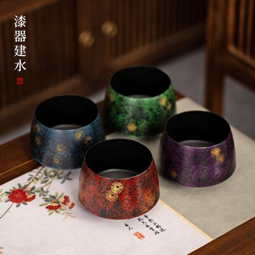 漆器建水/高档茶洗老铁大漆建水中式茶渣桶干泡废水缸泡茶配件复古水方水盂 商品图0