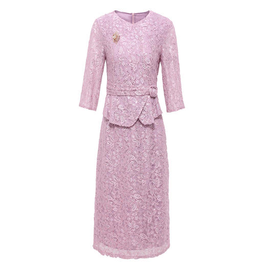 「高货deo」全新升级【铂金会员441/天猫599/差价158】(95729)洛诗琳气质通勤蕾丝连衣裙2026春季新款优雅假两件收腰裙 商品图4