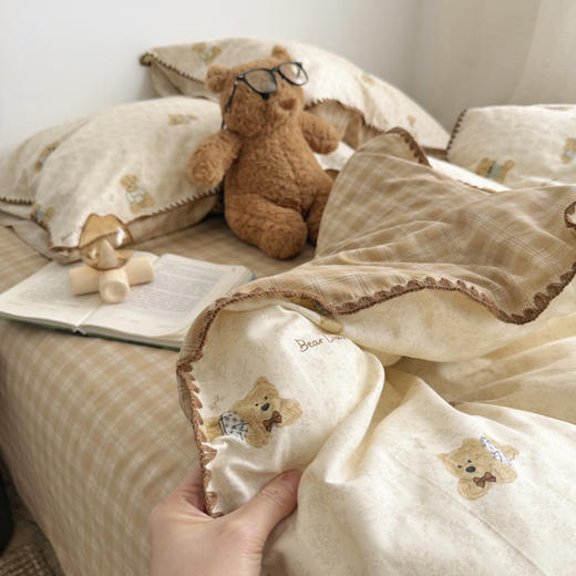 精致贝壳边~全棉碎花斜纹纯棉被套床单床笠四件套学生宿舍三件 清新活泼 四季可用 商品图6