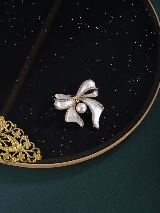 子佩集【冬雪情结】珍珠惜王妃胸针【XXXZ264】蝴蝶结镀金2602 商品图2
