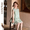 littletime新中式风无袖提花连衣裙女童旗袍花边中长款粉色复古裙 商品缩略图3