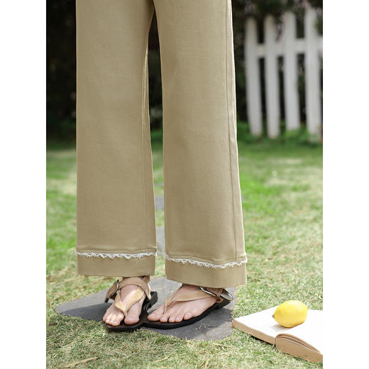 鹿向南「步履生花」高级感卡其色直筒牛仔裤女夏季显瘦小个子长裤 商品图2