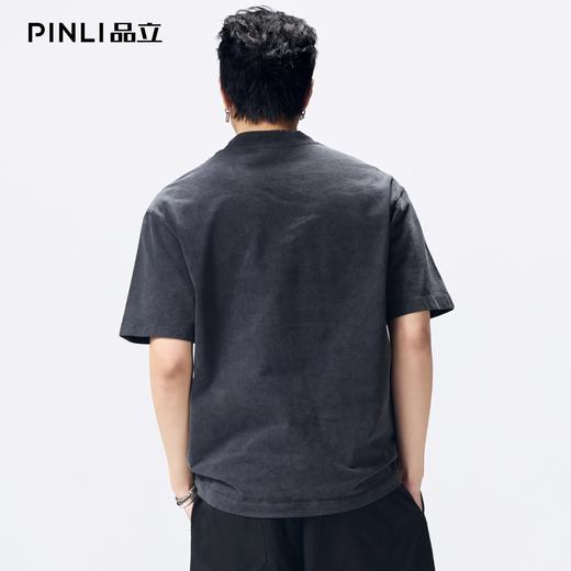 PINLI品立2026夏季新款男士宽松圆领落肩袖百搭纯色短袖T恤上衣潮GD262111023 商品图3