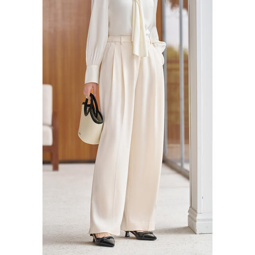 米思阳新款秋季高腰垂感西装裤通勤气质直筒宽松休闲裤5M24CH4047 商品图1