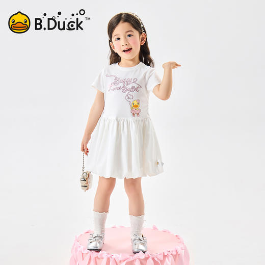 bduck小黄鸭童装女童连衣裙夏装纯棉儿童公主裙宝宝花苞裙子90-140 FF2780051 商品图0