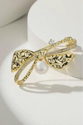 ESTACIA 优雅气质珍珠蝴蝶结精致配饰胸针 21751