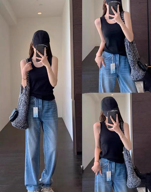 大王螺纹全棉弹力百搭背心  黑色。白色。灰色自己备注号码颜色。 商品图1