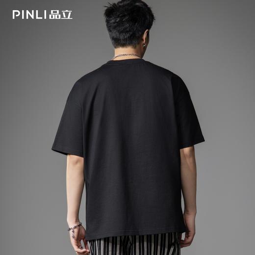 PINLI品立2026春季新款男士圆领落肩袖动物绣花宽松短袖T恤上衣潮B262111014 商品图2